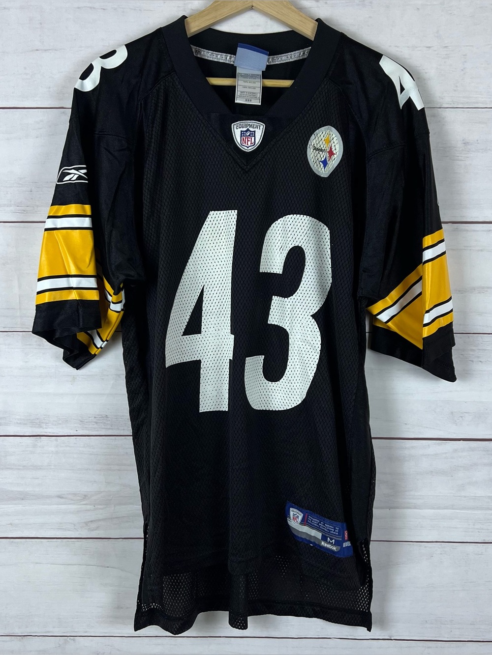 Pittsburgh Steelers Troy Polamalu Black Jersey Size Medium NFL Reebok #43